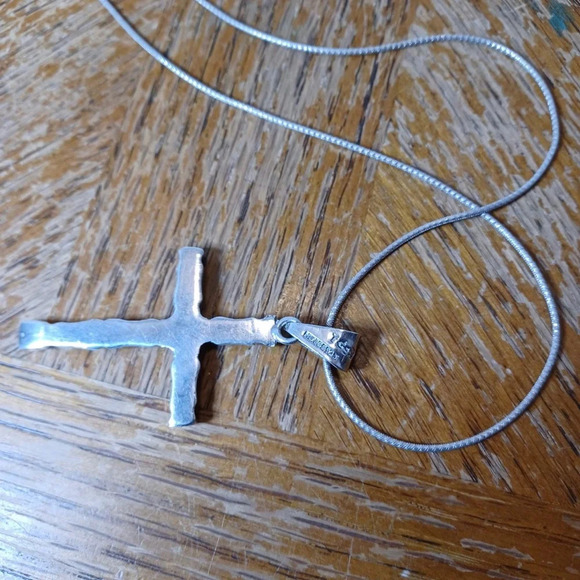 Sterling Silver 925 Mexico Cross Pendant Necklace Heavy - Picture 5 of 9